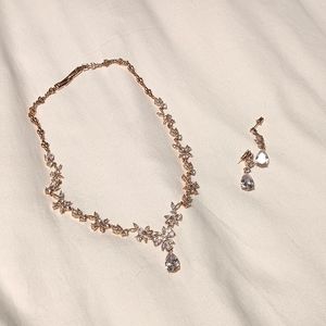 Necklace & earrings - wedding - rose gold